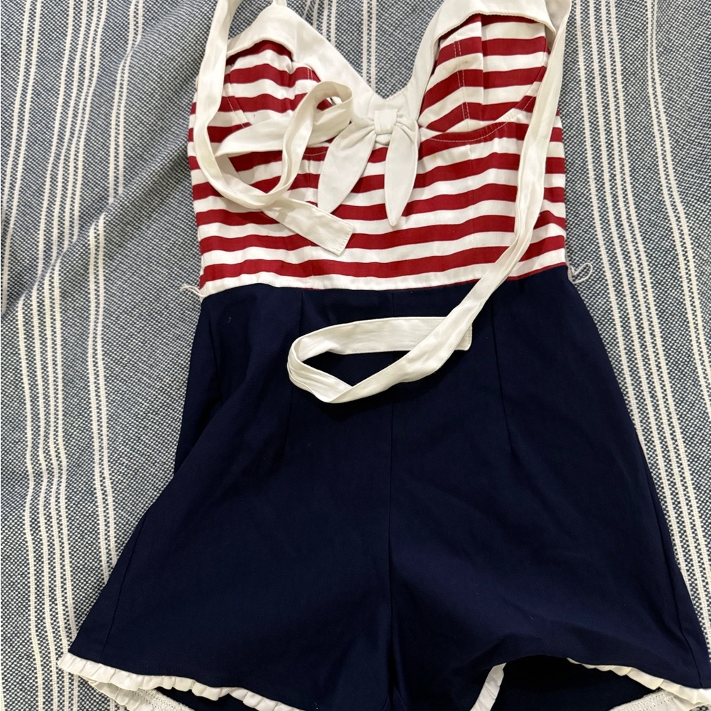 Pinup Couture Bold Red and White Striped Top